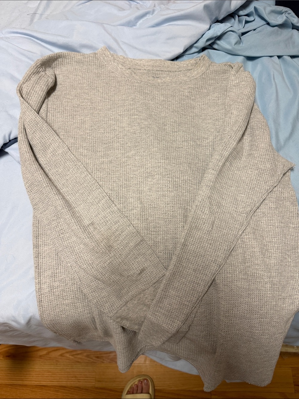 Fruit of the Loom Light Gray Waffle Knit Crew Sweater